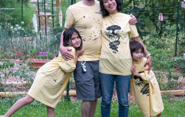 Ratcliff family in their QBioS T-shirts