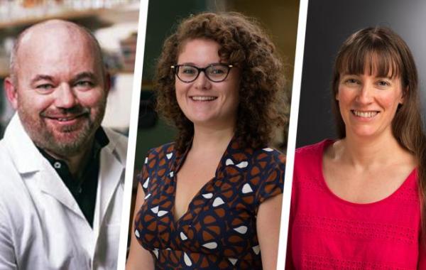 The core faculty leadership team of the new NIH-funded InQuBATE program includes, from left, Marvin Whiteley, professor in the School of Biological Sciences; Eva Dyer, assistant professor in the Wallace H. Coulter Department of Biomedical Engineering; and Elizabeth Cherry, associate professor in the School of Computational Science and Engineering.